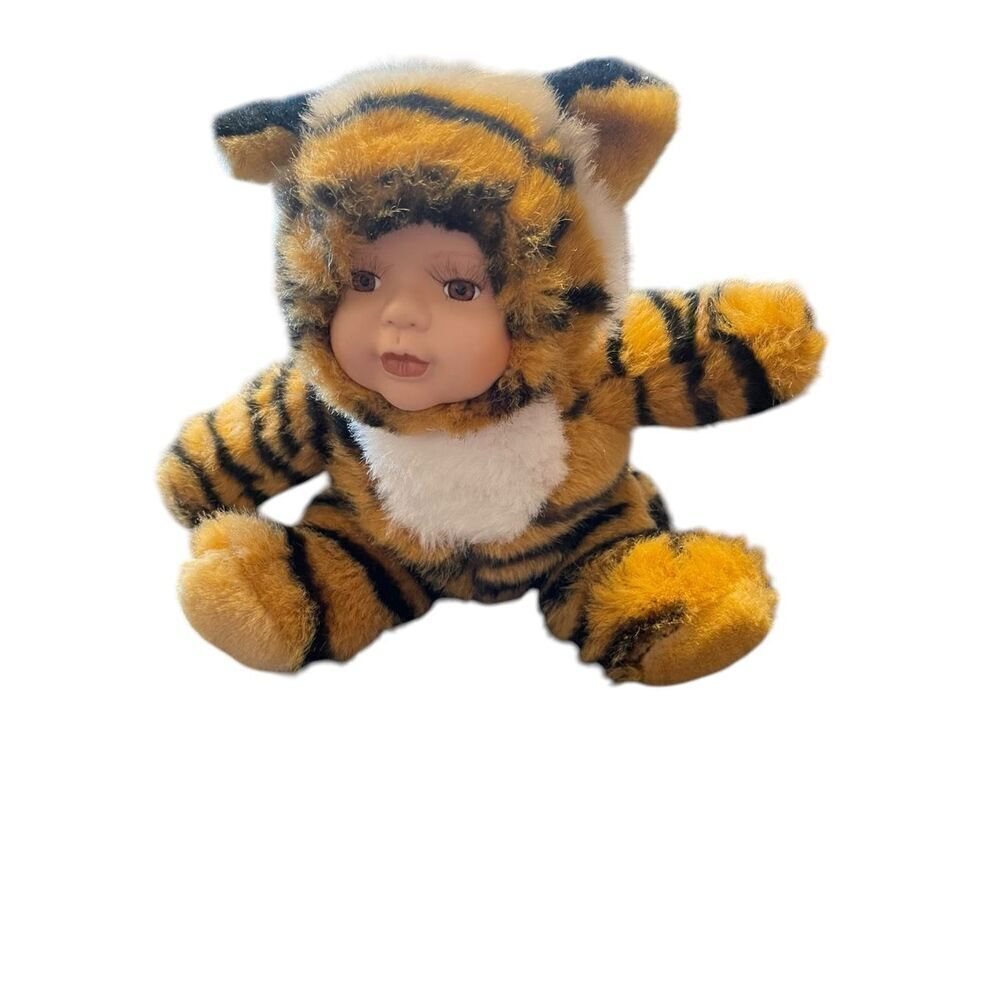 Born to Be Wild Collection Porcelain Babyface Tiger Plush Stuffed Toy Animal 9"